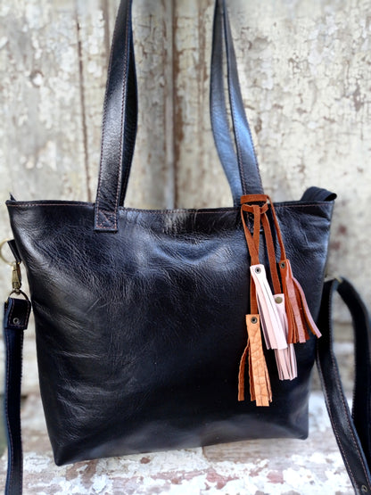Cartera Bruna de cuero liso
