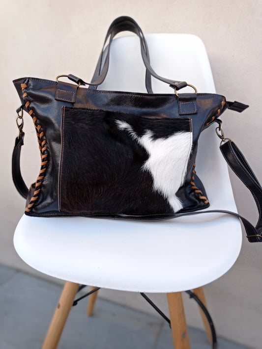 CARTERA BRUNA EN CUERO PELO